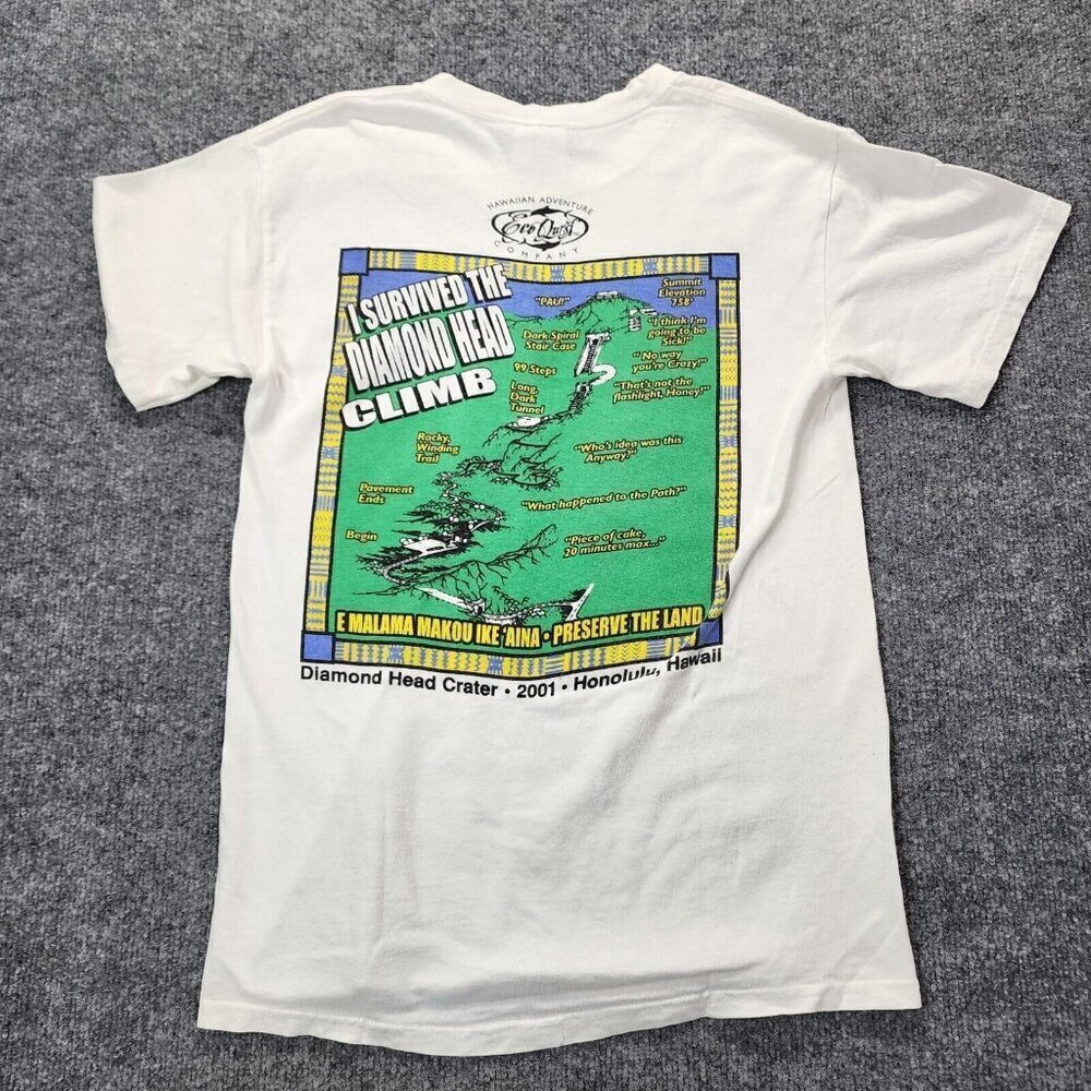 Vintage Hawaii Shirt Summit Club Member Diamond Head Mountain‎ Climbing 2001 Sm